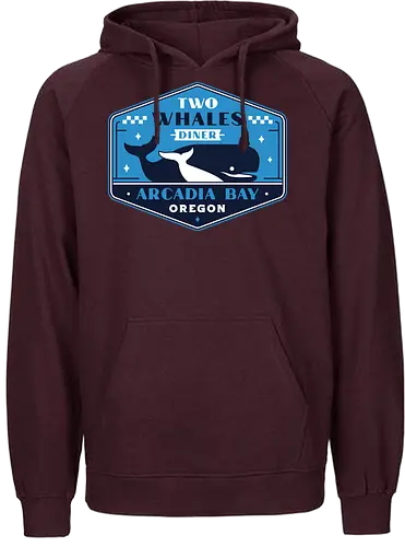 Two Whales Diner Crest - Strange Life, butterfly, before the storm, Chloe, Max, rachel amber, arcadia bay, video game, gaming, gamer, rocky mountain record traders, the black lantern, true colors, alex chen, haven springs - Fairtrade Hoodie