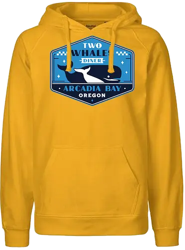 Two Whales Diner Crest - Strange Life, butterfly, before the storm, Chloe, Max, rachel amber, arcadia bay, video game, gaming, gamer, rocky mountain record traders, the black lantern, true colors, alex chen, haven springs - Fairtrade Hoodie