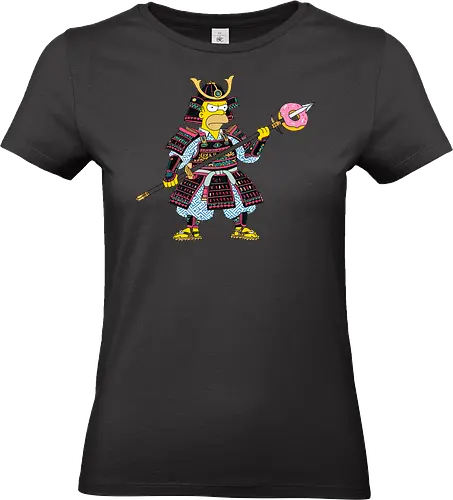 The Donut Samurai - Homer samurai shirt, funny cartoon parody tee, donut samurai graphic, pop culture mashup apparel, animated dad shogun, pink frosted donut shirt, Japanese warrior comedy design, cartoon streetwear, funny foodie clothing, retro animation mashup - Standard T-Shirt (Frauen)