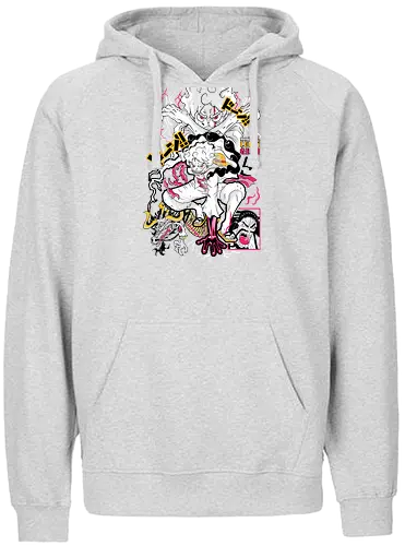 Chaos Energy - Pirate, gear 5 luffy, anime transformation, sun god nika, anime battle, pirate king, manga art, grand line - Fairtrade Hoodie