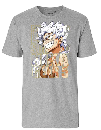 Golden Freedom - Pirate, gear 5, anime pirate, gold aesthetic, anime power, straw hat captain, manga art - Fairtrade T-Shirt