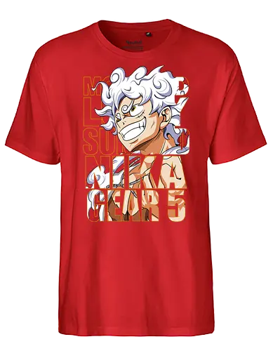 Golden Freedom - Pirate, gear 5, anime pirate, gold aesthetic, anime power, straw hat captain, manga art - Fairtrade T-Shirt