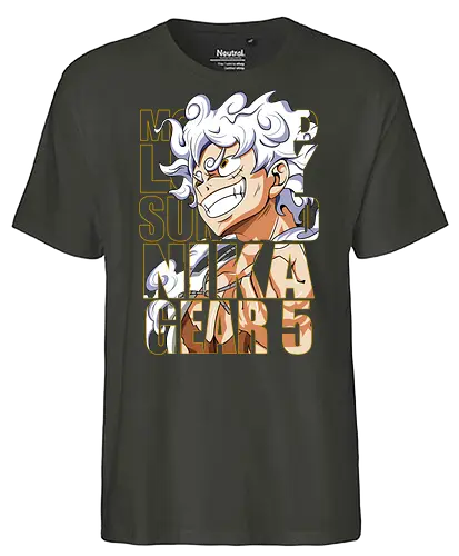 Golden Freedom - Pirate, gear 5, anime pirate, gold aesthetic, anime power, straw hat captain, manga art - Fairtrade T-Shirt