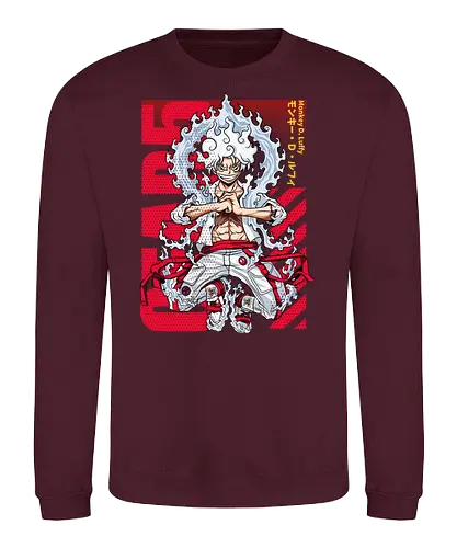 Crimson Impact - Pirate, gear 5 luffy, anime transformation, red aesthetic, anime pirate, manga art, pirate king, grand line - Sweatshirt