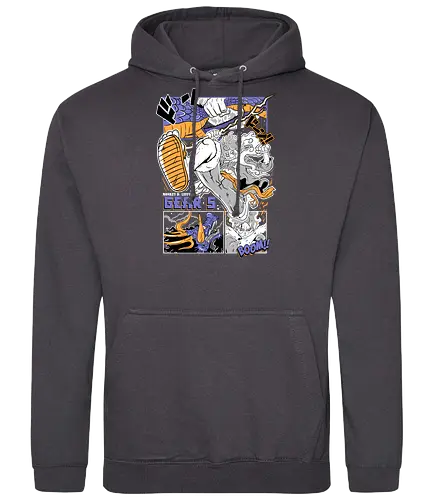 Booming Power - Pirate, gear 5 action, Pirate, anime battle, dynamic pose, anime pirate, manga art, sun god nika - Standard Hoodie