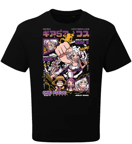 Gear 5 Chaos - Pirate, jewelry bonney, luffy gear 5, anime pirate, egghead arc, worst generation, manga art, anime duo - Oversize T-Shirt
