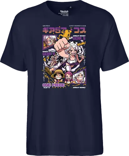 Gear 5 Chaos - Pirate, jewelry bonney, luffy gear 5, anime pirate, egghead arc, worst generation, manga art, anime duo - Fairtrade T-Shirt