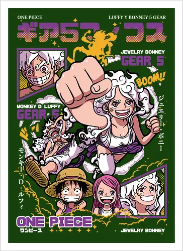 Gear 5 Chaos - Pirate, jewelry bonney, luffy gear 5, anime pirate, egghead arc, worst generation, manga art, anime duo - Kunstdruck