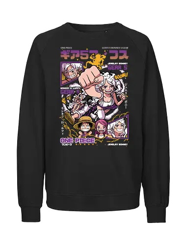 Gear 5 Chaos - Pirate, jewelry bonney, luffy gear 5, anime pirate, egghead arc, worst generation, manga art, anime duo - Fairtrade Sweatshirt