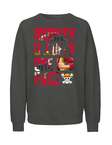 Pirate Typography - Pirate, typography art, anime pirate, straw hat captain, manga style, grand line, anime design - Fairtrade Sweatshirt