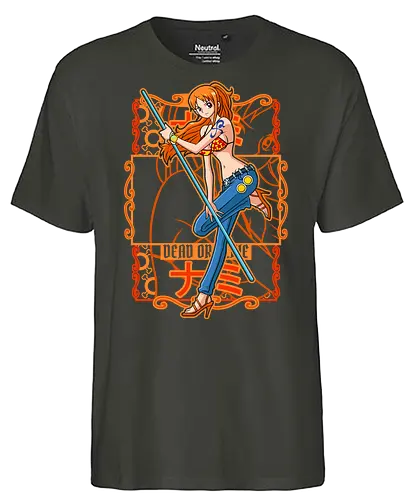 Cat Burglar Style - Pirate, nami, anime girl, straw hat crew, pirate navigator, anime pirate, orange aesthetic, grand line - Fairtrade T-Shirt