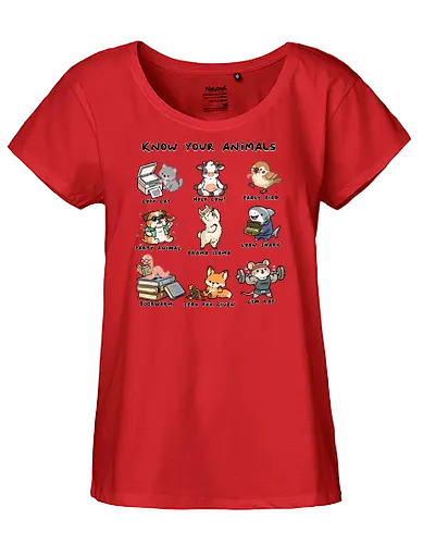 Know Your Animals - animals, animals of the world, bookworm, copy cat, drama llama, early bird, funny, gym rat, holy cow, idiom, joke, loan shark, party animal, sarcastic, zero fox given - Fairtrade Girl Shirt