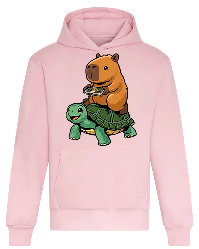 Capybara and Turtle - capybara, animals, cappy, capy, controller, funny, game, gamer, gaming, retro, riding, rodent, tortoise, turtle, video game - Heavyweight Hoodie
