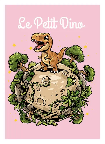 Le Petit Dino - dinosaur, jurassic, paleontology, dino, Prince, book, bookworm, prehistoric, t rex, animal, cosmic, space, planet, stars, universe, world, jurassic world, Jurassic - Kunstdruck