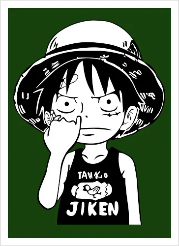 Junger Pirat Strohhut Schwarz Weiß Manga