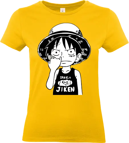 Junger Pirat Strohhut Schwarz Weiß Manga - Standard T-Shirt (Frauen)