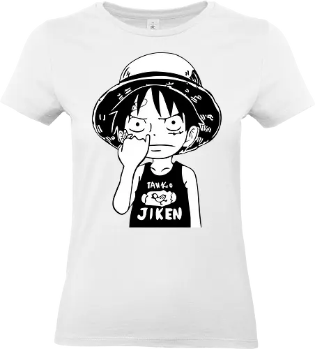 Junger Pirat Strohhut Schwarz Weiß Manga - Standard T-Shirt (Frauen)
