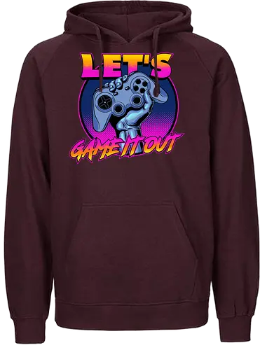Lets Game iT Out - gaming apparel, geek, retro, vintage, 90s arcade, arcade games, retrogaming, video console, videogames, video games, 1980s, 80s arcade, arcade, gamer, gaming - Fairtrade Hoodie