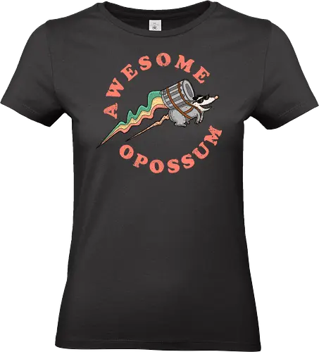 Awesome Opossum - 80s, animal, creature, cute animals, deal with it, garbage, live ugly fake your death, opossum, possum, trash, vintage, possum lovers, opossum lover, street animals, trashcanimals - Standard T-Shirt (Frauen)