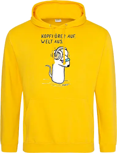 Kopfhörer auf. Welt aus.