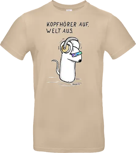 Kopfhörer auf. Welt aus.