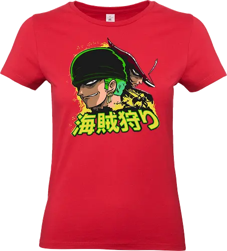 Pirate Hunter - roronoa zoro, Pirate, pirate hunter, swordsman, katana anime, straw hat crew, anime warrior, santoryu - Standard T-Shirt (Frauen)