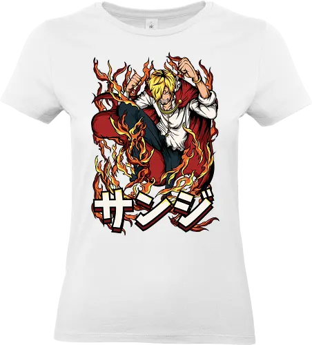 Diable Jambe - sanji, diable jambe, Pirate, anime flames, black leg sanji, pirate cook, anime fighter, straw hat crew - Standard T-Shirt (Frauen)