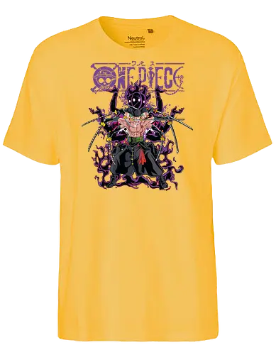 King of Hell - roronoa zoro, king of hell, Pirate, anime swordsman, enma sword, pirate hunter, haki user, straw hat crew - Fairtrade T-Shirt