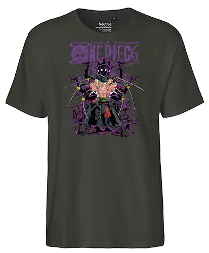 King of Hell - roronoa zoro, king of hell, Pirate, anime swordsman, enma sword, pirate hunter, haki user, straw hat crew - Fairtrade T-Shirt