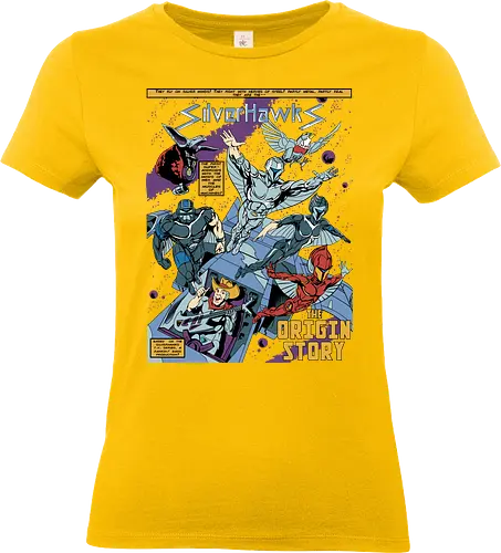 Steel Wings - silverhawks, space warrior, retro animation, 80s cartoon, cybernetic hero, galaxy patrol, vintage heroes, sci fi action - Standard T-Shirt (Frauen)