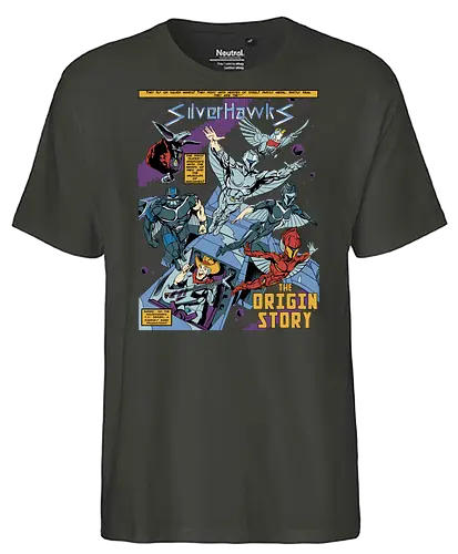 Steel Wings - silverhawks, space warrior, retro animation, 80s cartoon, cybernetic hero, galaxy patrol, vintage heroes, sci fi action - Fairtrade T-Shirt