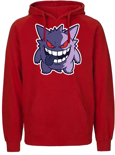 Sinister Shadow - Gengar shirt, ghost type monster merch, creepy anime graphic, edgy gamer streetwear, spooky pocket monster, purple phantom tee, retro gaming apparel, sinister grin design, Halloween gamer clothing, nostalgic anime streetwear - Fairtrade Hoodie