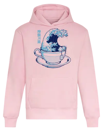 Tea Wave - japan, wave, tea, japanese, ocean, zen, aesthetic, traditional, minimalist, asian, vintage, culture, art, nature, relax, blue, elegant, oriental, classic, peaceful - Heavyweight Hoodie
