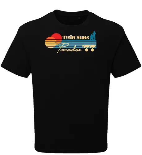 Twin Suns Paradise 77  - 70s, 77, 80s, childhood, cult movies, desert, geek, movies, nerd, nostalgia, old school, retro, sci fi, summer, vintage - Oversize T-Shirt