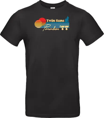 Twin Suns Paradise 77  - 70s, 77, 80s, childhood, cult movies, desert, geek, movies, nerd, nostalgia, old school, retro, sci fi, summer, vintage - Standard T-Shirt