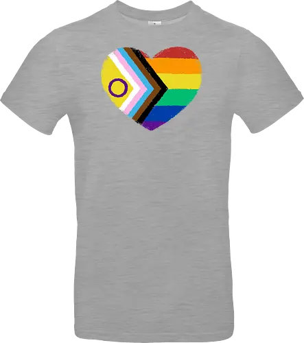 Progress Pride Flag Heart - progress pride flag, gay pride flag, pride, flag, heart, LGBTQ, lgbt, gay, queer, fluid, gender, love, rainbow, symbol, xmorfina - Standard T-Shirt