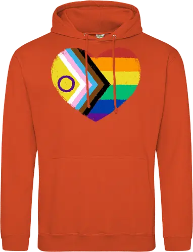 Progress Pride Flag Heart - progress pride flag, gay pride flag, pride, flag, heart, LGBTQ, lgbt, gay, queer, fluid, gender, love, rainbow, symbol, xmorfina - Standard Hoodie