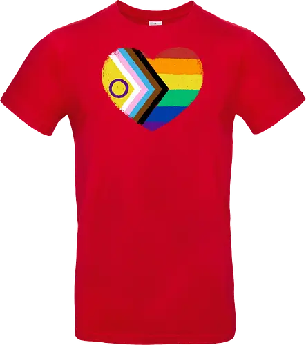 Progress Pride Flag Heart - progress pride flag, gay pride flag, pride, flag, heart, LGBTQ, lgbt, gay, queer, fluid, gender, love, rainbow, symbol, xmorfina - Standard T-Shirt