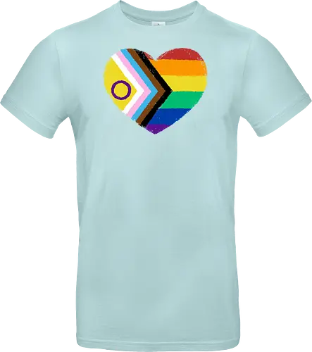 Progress Pride Flag Heart - progress pride flag, gay pride flag, pride, flag, heart, LGBTQ, lgbt, gay, queer, fluid, gender, love, rainbow, symbol, xmorfina - Standard T-Shirt