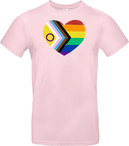 Progress Pride Flag Heart - progress pride flag, gay pride flag, pride, flag, heart, LGBTQ, lgbt, gay, queer, fluid, gender, love, rainbow, symbol, xmorfina - Standard T-Shirt