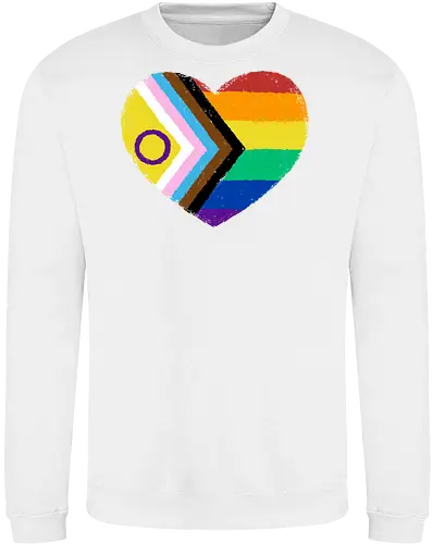 Progress Pride Flag Heart - progress pride flag, gay pride flag, pride, flag, heart, LGBTQ, lgbt, gay, queer, fluid, gender, love, rainbow, symbol, xmorfina - Sweatshirt