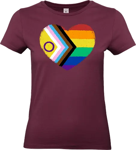 Progress Pride Flag Heart - progress pride flag, gay pride flag, pride, flag, heart, LGBTQ, lgbt, gay, queer, fluid, gender, love, rainbow, symbol, xmorfina - Standard T-Shirt (Frauen)