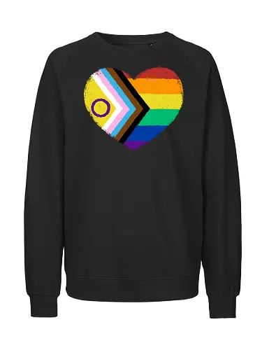 Progress Pride Flag Heart - progress pride flag, gay pride flag, pride, flag, heart, LGBTQ, lgbt, gay, queer, fluid, gender, love, rainbow, symbol, xmorfina - Fairtrade Sweatshirt