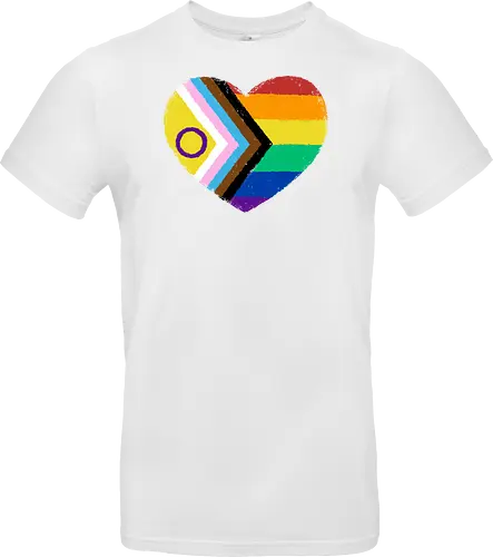 Progress Pride Flag Heart - progress pride flag, gay pride flag, pride, flag, heart, LGBTQ, lgbt, gay, queer, fluid, gender, love, rainbow, symbol, xmorfina - Standard T-Shirt