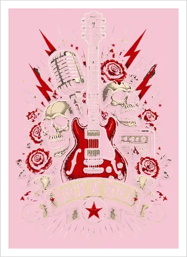 Red Guitars Rock N Roll