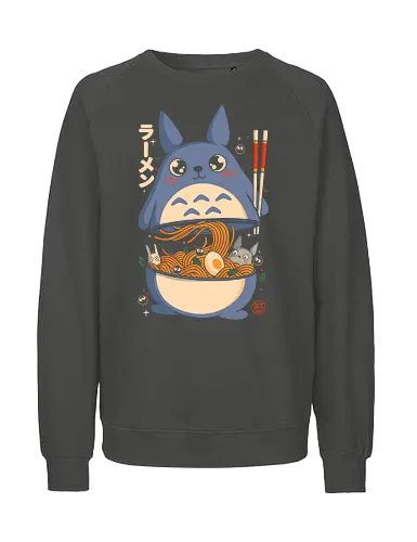 My Neighbor Ramen - anime, ramen, kawaii, japan, japanese, cute, cozy, otaku, geek, fantasy, noodles, food, nostalgic, magical, spirit, cartoon, retro, aesthetic, wholesome, chibi - Fairtrade Sweatshirt