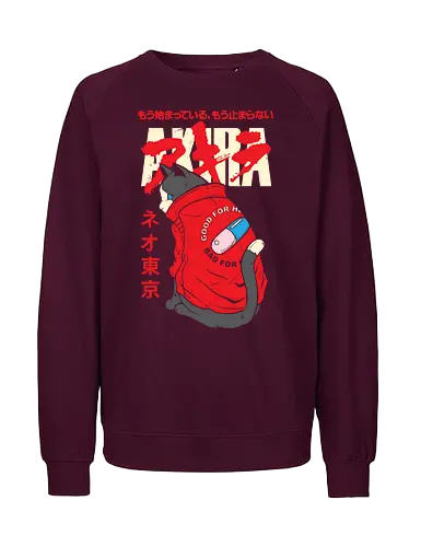 Capsule Gang Cat - akira, capsule gang, anime cat, neo tokyo, cyberpunk anime, manga aesthetic, red hoodie, retro anime - Fairtrade Sweatshirt