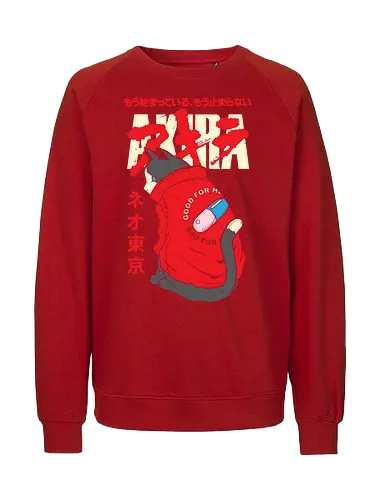 Capsule Gang Cat - akira, capsule gang, anime cat, neo tokyo, cyberpunk anime, manga aesthetic, red hoodie, retro anime - Fairtrade Sweatshirt