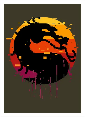 retro dragon club  - ice, freeze, subzero, scorpion, reptile, fighter, 80s, game, versus, arcade - Kunstdruck