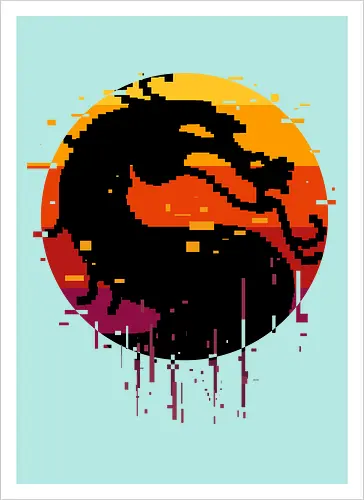 retro dragon club  - ice, freeze, subzero, scorpion, reptile, fighter, 80s, game, versus, arcade - Kunstdruck